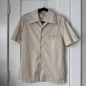 Vintage D'Gala Men's Cream Short Sleeve Shirt